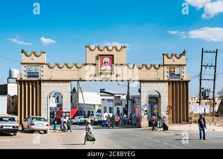 Hara - Äthiopien - Afrika. 27. Dezember 2012. Bild des Harar-Tores, der Haupteingang von sechs alten Stadttoren, benannt nach der Stadt Stockfoto