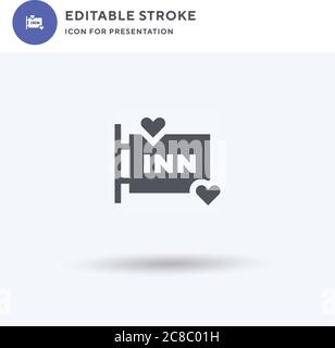 Inn Icon Vektor, gefüllt flaches Zeichen, solides Piktogramm isoliert auf weiß, Logo-Illustration. Inn Symbol für Präsentation. Stock Vektor