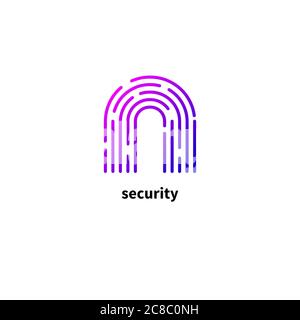 Symbol für minimale Zeilenfarbe für abstrakte Sicherheitsdarstellung. Fingerabdruck-Logo. Vektorsymbol Stock Vektor