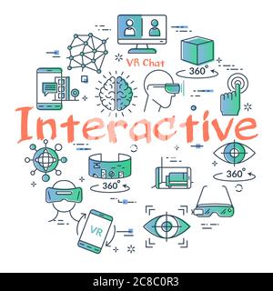 Vektor Virtual Reality Konzept mit interaktivem Text Stock Vektor