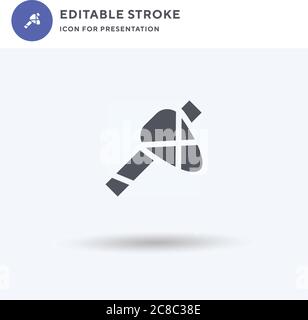 Stein Axe Icon Vektor, gefüllt flache Zeichen, solides Piktogramm isoliert auf weiß, Logo-Illustration. Stone Axe Symbol für Präsentation. Stock Vektor