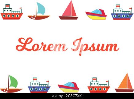 Schiffe und Boote - Sea horizontal Rahmen. Vektorgrafik Stock Vektor