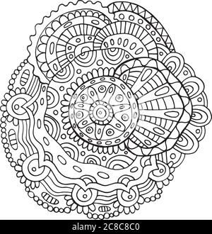 Flower Mandala - Doodle Färbung Seite für Erwachsene. Vektorgrafik Stock Vektor