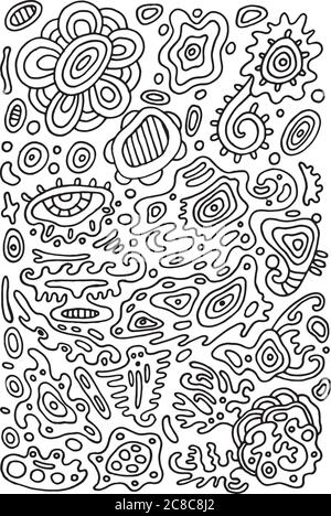 Doodle psychedelische Malvorlagen mit abstrakten Ornamenten. Vektorgrafik Stock Vektor