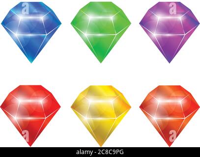 ПечатьAdamants und Diamanten Set Kollektion. Isolierte Elemente. Vektorgrafik Stock Vektor