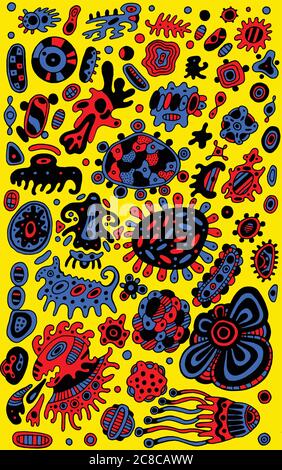 Stammes ethnischen Doodle alten ethnischen Hintergrund. Tribal und Boho Ornament inspiriert von maya-Kultur. Vektorgrafik Stock Vektor