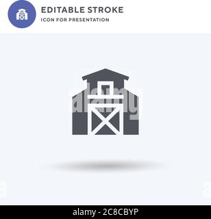 Scheune Icon Vektor, gefüllt flache Zeichen, solide Piktogramm isoliert auf weiß, Logo-Illustration. Stall-Symbol für die Präsentation. Stock Vektor
