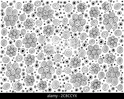 Starry Night - Doodle Färbung Seite und Hintergrund. Druckfarbe zeichnen Stock Vektor