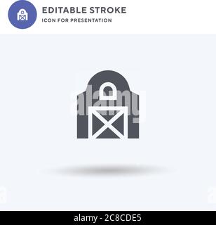 Scheune Icon Vektor, gefüllt flache Zeichen, solide Piktogramm isoliert auf weiß, Logo-Illustration. Stall-Symbol für die Präsentation. Stock Vektor