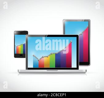 Design mit Illustrationen für Unternehmenstechnologien auf weißem Hintergrund Stock Vektor