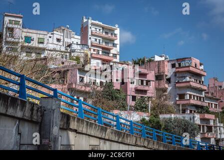 Verlassene Wohngebäude von der Charles Malek Avenue im Achrafieh Viertel von Beirut, Libanon Stockfoto