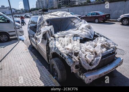 Autowrack in Sin el Fil Vorort östlich von Beirut im Matn Bezirk des Mount Lebanon Governorate, Libanon Stockfoto