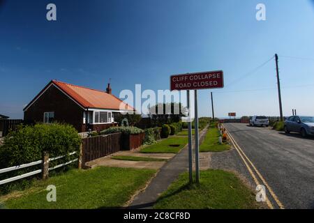 Bilder von Küstenerosion und Siedlungen entlang der Küste des Ostens Reiten von Yorkshire von Aldbrough nach Süden bis zur Spitze von Spurn Head. Stockfoto