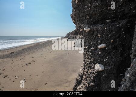 Bilder von Küstenerosion und Siedlungen entlang der Küste des Ostens Reiten von Yorkshire von Aldbrough nach Süden bis zur Spitze von Spurn Head. Stockfoto