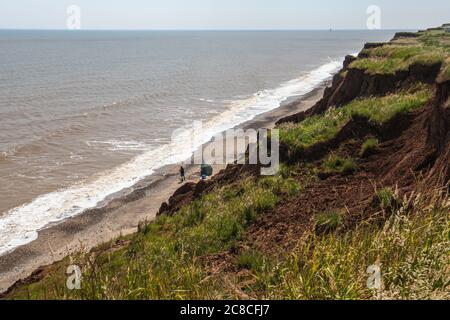 Bilder von Küstenerosion und Siedlungen entlang der Küste des Ostens Reiten von Yorkshire von Aldbrough nach Süden bis zur Spitze von Spurn Head. Stockfoto