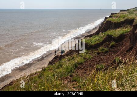 Bilder von Küstenerosion und Siedlungen entlang der Küste des Ostens Reiten von Yorkshire von Aldbrough nach Süden bis zur Spitze von Spurn Head. Stockfoto