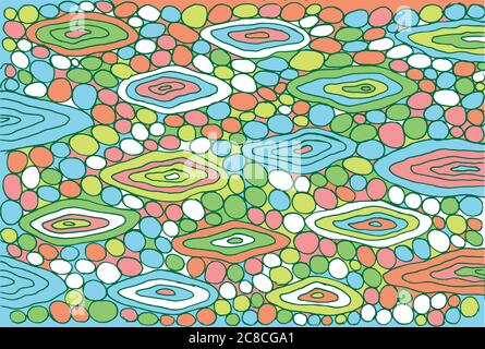 Bunte Doodle Illustration mit Drachen Haut Textur. Fantasie A Stock Vektor