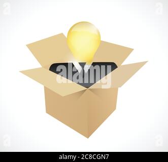 Box und Idee Avatar Illustration Design auf einem weißen Hintergrund Stock Vektor