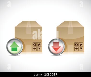 Versandkartons. Senden oder Empfangen Illustration Design über weiß Stock Vektor