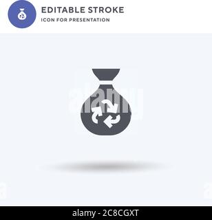 Müllbeutel Symbolvektor, gefüllt flaches Zeichen, solides Piktogramm isoliert auf weiß, Logo-Illustration. Müllbeutel-Symbol für Präsentation. Stock Vektor