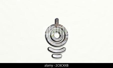 Spielzeug Schläger durch 3D-Illustration einer glänzenden Metallic-Skulptur an einer Wand mit hellem Hintergrund gemacht. weihnachten und Kind Stockfoto