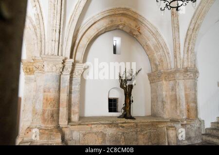 Israel, Jerusalem, Mount Zion, Interieur des Zimmers des letzten Abendmahls (Coenaculum) mit gewölbten Decke Stockfoto