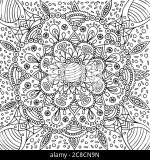 Florale Grafik Mandala - Malvorlagen für Erwachsene. Handgezogener li Stock Vektor
