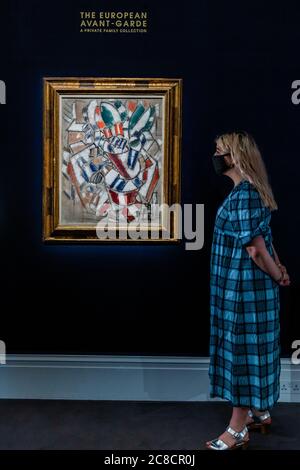 EMBARGOED TILL 0900 GMT 24/7/20 - Fernand Léger, Nature morte, Estimate: £8-12 Million - Sotheby's London präsentiert eine Vorschau auf eine einmalige Auktion und Ausstellung, die über ein halbes Jahrtausend Kunstgeschichte umfasst. Von Rembrandt bis Richter bietet der Verkauf Old Masters, Impressionist & Modern Art, Modern & Post-war British Art und Contemporary Art - Reisen durch die italienische Renaissance und das niederländische Goldene Zeitalter, die revolutionäre Geburt der Moderne, und die Invasion der Pop-Art und Post-Modern Abstraction. Die Ausstellung wurde in Sothebys New Bond Street Galerien an der Öffentlichkeit eröffnet Stockfoto