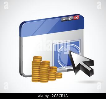 Pay per click Profits Konzept Illustration Design über einem weißen Hintergrund Stock Vektor