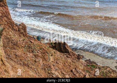 Bilder von Küstenerosion und Siedlungen entlang der Küste des Ostens Reiten von Yorkshire von Aldbrough nach Süden bis zur Spitze von Spurn Head. Stockfoto