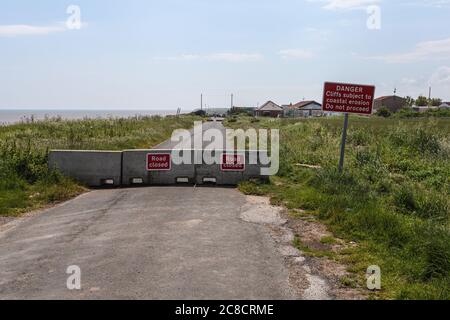 Bilder von Küstenerosion und Siedlungen entlang der Küste des Ostens Reiten von Yorkshire von Aldbrough nach Süden bis zur Spitze von Spurn Head. Stockfoto