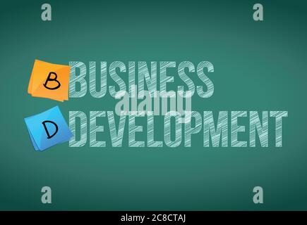 Business Development Post Illustration Design über einem schwarzen Brett Hintergrund Stock Vektor