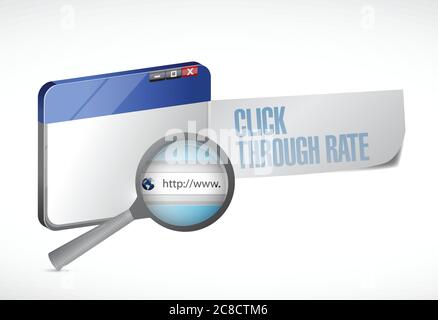 Klicken Sie sich durch Rate Browser Message Illustration Design über einen weißen Hintergrund Stock Vektor
