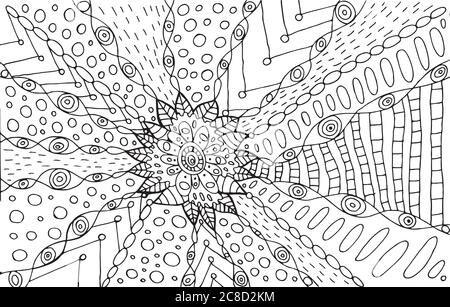 Abstrakt psychedelisch floral doodle. Hand gezeichnet Malvorlagen für Erwachsene. Vektorgrafik Stock Vektor