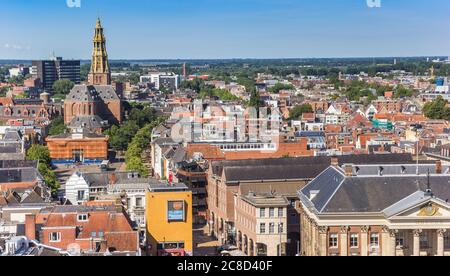 Luftaufnahme des historischen Stadtzentrums in Groningen, Niederlande Stockfoto