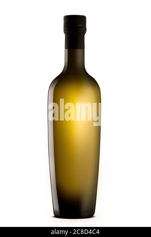 Elegante Olivenölflasche isoliert auf weißem Hintergrund Stockfoto