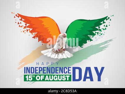 Happy Independence Day 15. august Happy Independence Day of India, Taube .Vector illustration.greeting Karte Stock Vektor