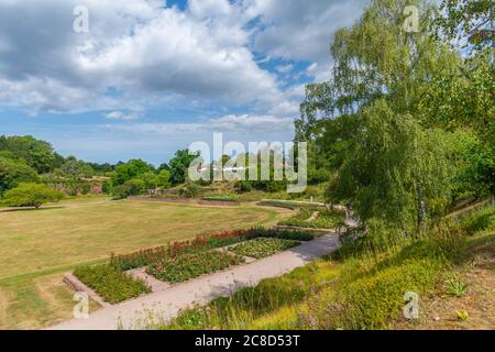 Rosengarten im Höhenpark Killesberg oder Park Killesberg, Hauptstadt Stuttgart, Baden-Württemberg, Süddeutschland, Mitteleuropa Stockfoto