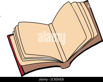 Öffnen Sie das Buch. Das Symbol des Wissens und Lernens. Altes Buch. Vergilbte Seiten. Vektorgrafik isoliert auf Weiß Stock Vektor