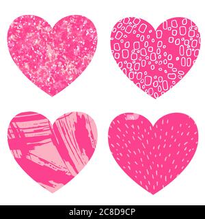 Set von Hand gezeichnet rosa, rot Vektor Herzen isoliert auf weißem Hintergrund Stock Vektor