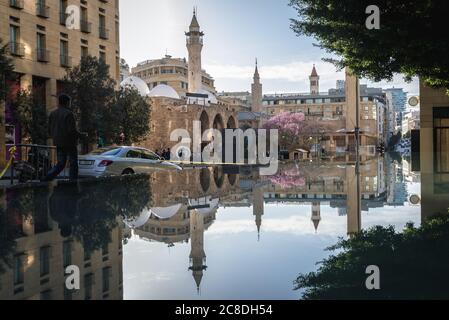 Amir Assaf Moschee und Al Omari große Moschee an der Waygand Straße in der Innenstadt von Beirut, Libanon Stockfoto