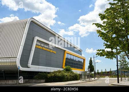 Ebbw Vale, Wales - Juli 2020: Außenansicht des Sportzentrums Ebbw Vale Stockfoto