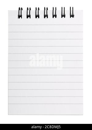 Leerer Notizblock isoliert auf weiß Stockfoto