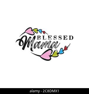 Gesegnete Mama- Kalligraphie gut für Grußkarte, Flyer, Poster, Banner und Textildruck, Geschenk-Design.EPS 10 Stock Vektor