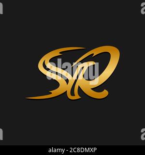 Luxury Golden and Black Colour Initial basiert SR Logo.EPS 10 Stock Vektor