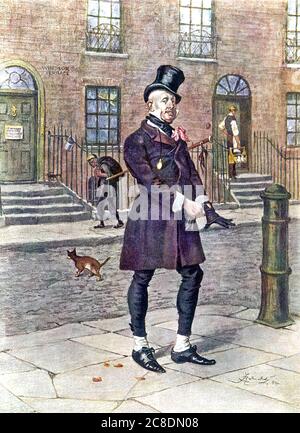 WILKINS MICAWBER der Schreiber in Charles Dickens Roman David Copperfield von 1850 Stockfoto