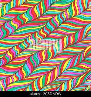 Doodle Muster Hintergrund. Zentangle Kunst. Regenbogenfarben. Trippiges Lollipop-Muster. Neonfarbe floral organisch Ornament. Psychedelische Textur. Vektor-Abb. Stock Vektor