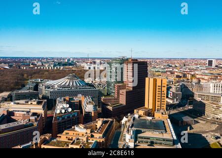 Deutschland, Berlin, Luftaufnahme von Bürogebäuden am Potsdamer Platz Stockfoto