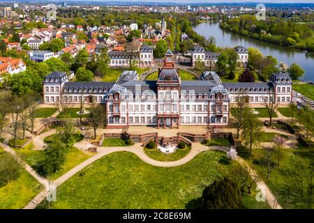 Deutschland, Hessen, Hanau, Helikopteransicht von Schloss Philippsruhe im Sommer Stockfoto