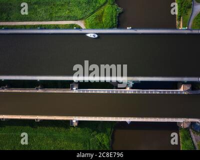 Deutschland, Nordrhein-Westfalen, Minden, Luftaufnahme des Mindener Aquädukts Stockfoto